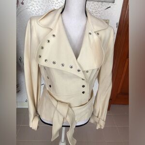 Vintage Elie Tahari Cream Wool Blend Embellished Jacket